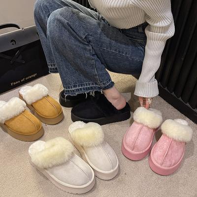 Schneestiefel Außenhandel flauschige Hausschuhe Damen Herbst und Winter neu Außenbekleidung Zuhause dicker Boden warm Tasche Kopf Baumwolle Mopp