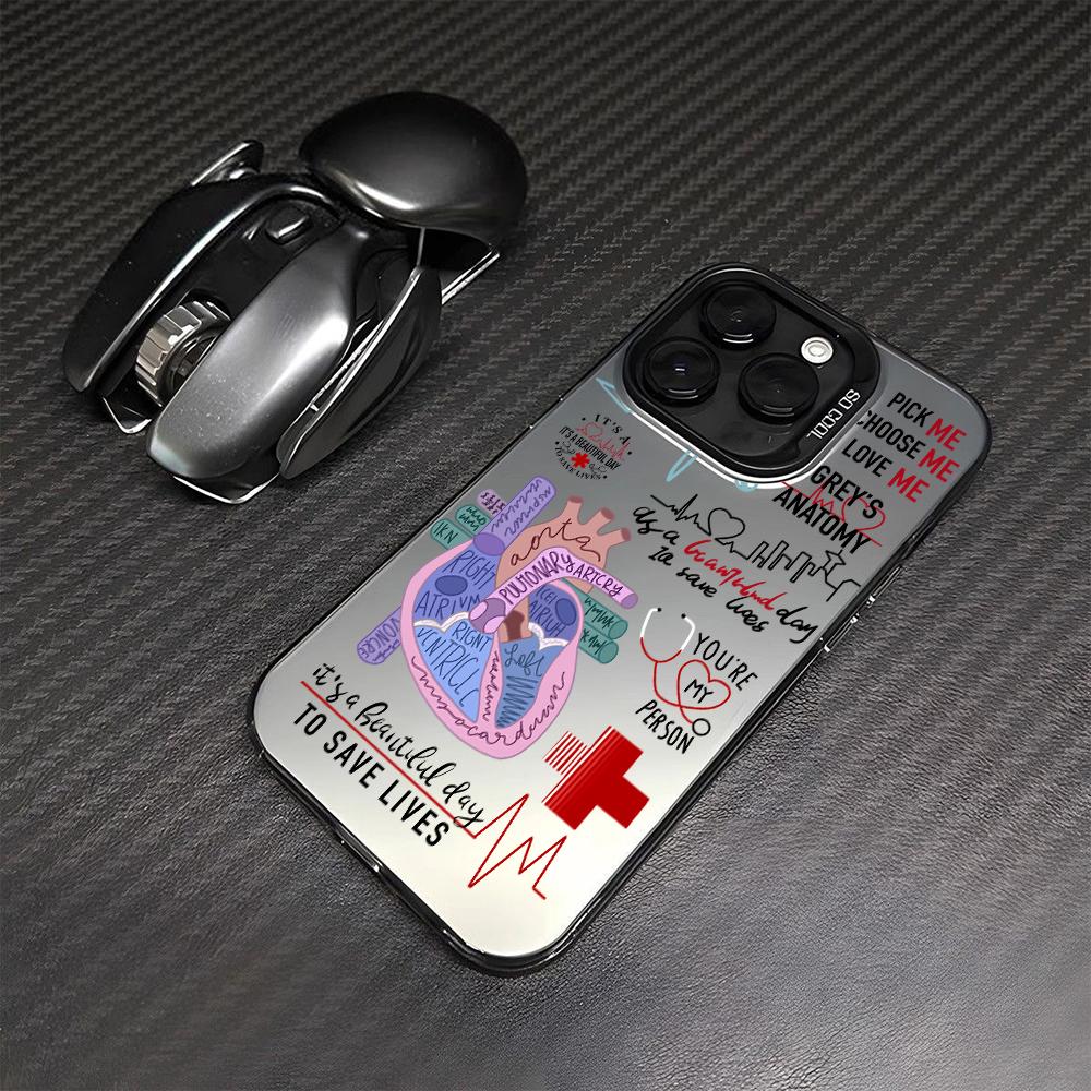 TV Grey's Anatomy Phone Case for iPhone 17 Air 16 16e 15 14 Plus 13 12 11 Pro Max X Xs XR 8 Colorful Silver Hard Cover