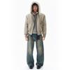 Winter Thick Cotton Coat With Fur Hood Men Loose Fit Solid Color Warm Outdoor Jacket