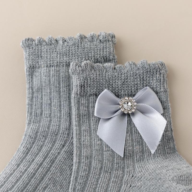 Kids Bow Socks Baby Girls Cotton Cute Socks for Girls Cute Bow Soft Toddlers Princess Children Tube Socken Spring Autumn