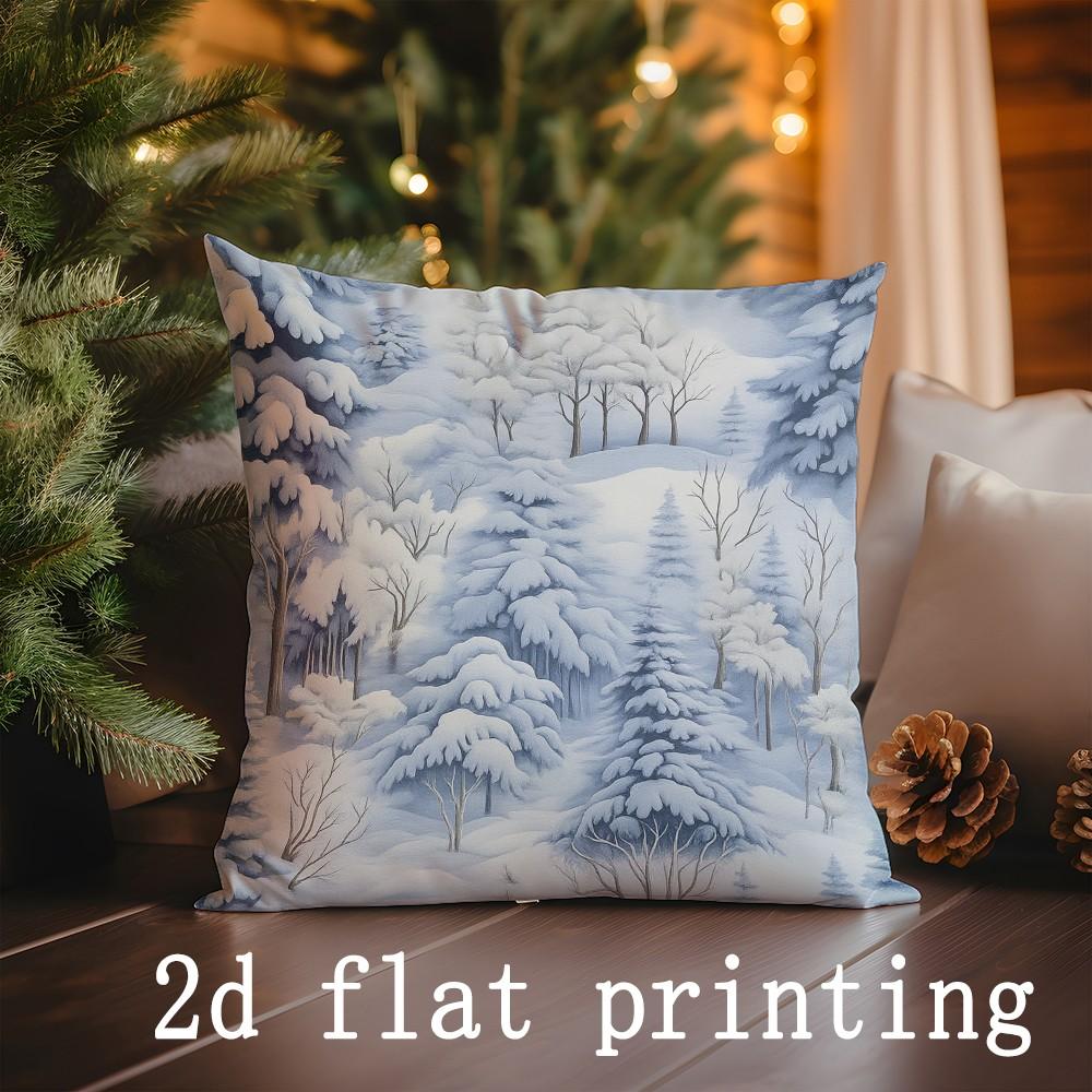 

Home Decor Winter Scenes: Cozy Snowy Pillow Covers Pattern Cushion Cover Suitable for Sofa Bedroom Car Pillow Cover 16x16Inch