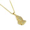 Rap Singer Exaggerates Diamond Studded Prayer Hand Pendant Necklace On European and American Streets