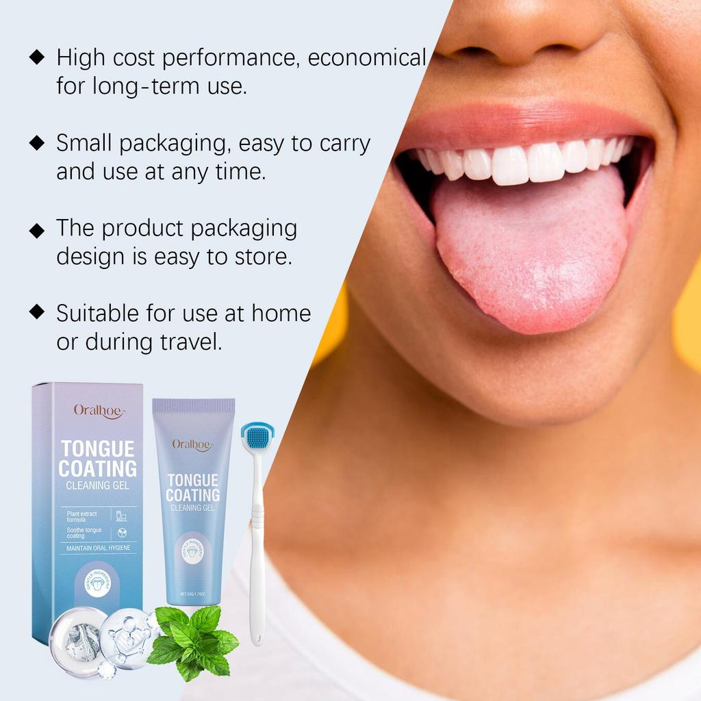 Tongue Cleaner For Remove Tongue Coating Inhibit Oral Bacteria Improve Bad Breath Freshener Tongue Cleansing Gel Toothbrush Set