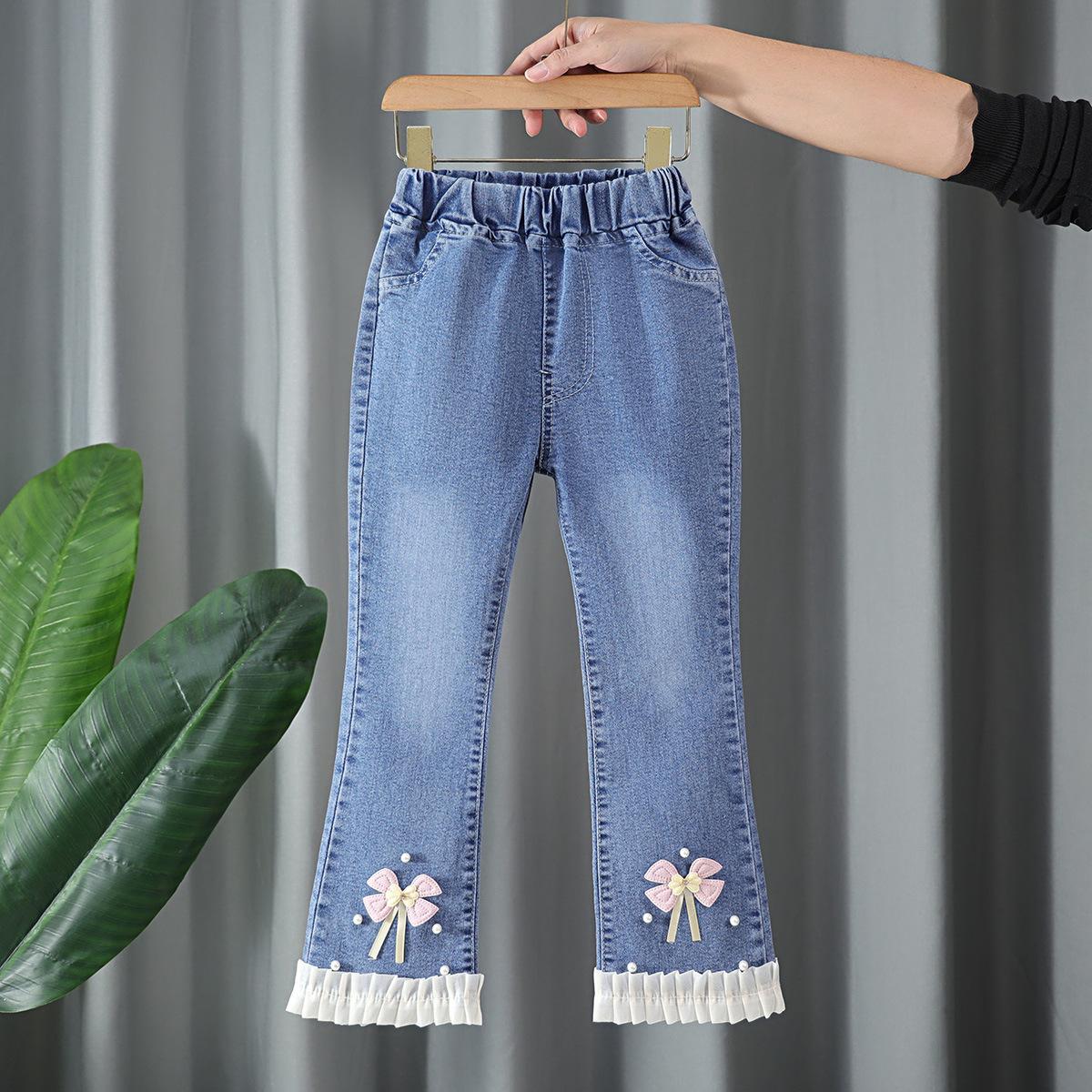 Bell Bottoms voor Meisjes, Jeans voor Kinderen, Casual Broeken in Koreaanse Stijl Voor Middelgrote en Grote Kinderen 160cm gray