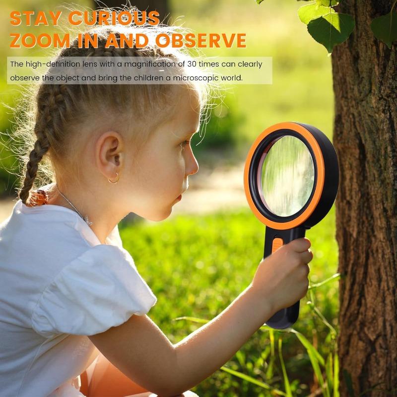 Magnifying Glass with Light, 30X Reading Magnifier, 12 LEDs Magnifying Glass, Handheld Magnifier Illuminated Magnifier for Kids, Seniors, Jewelers