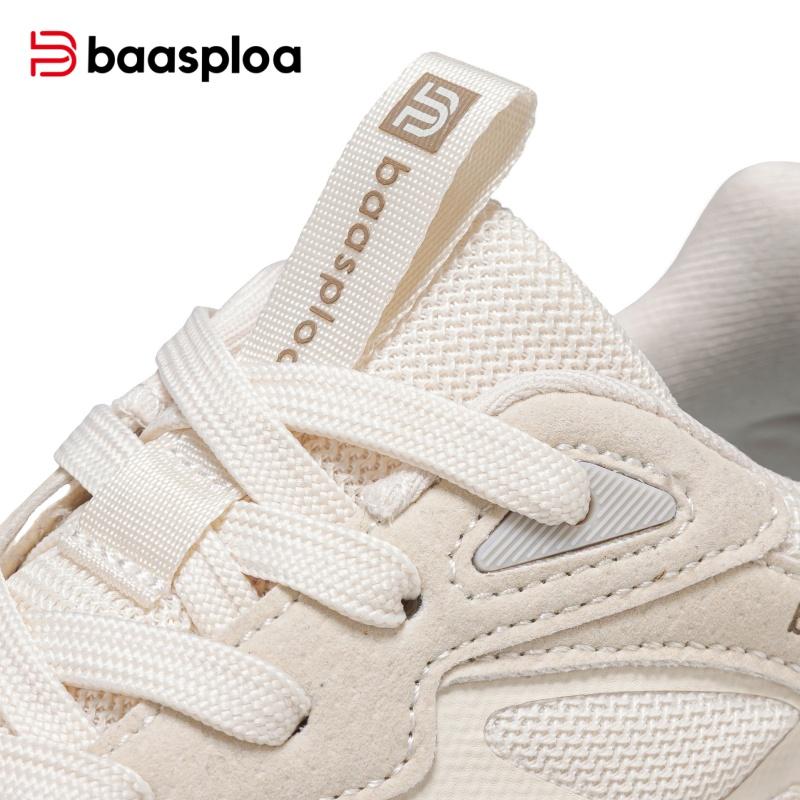 BAASPLOA Damen Sportschuhe mit dicker Sohle, Mesh Laufschuhe, Freizeitschuhe, Wanderschuhe, Studentenschuhe, weiße Schuhe, flache Sportschuhe, Tennisschuhe