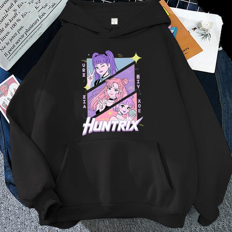 Cartoon Kpop Demon Hunter Printed Hoodie Women Men Hooded Pullover Hip Hop Y2k Fall Winter Long Sleeves Fleece Soft Streetwear