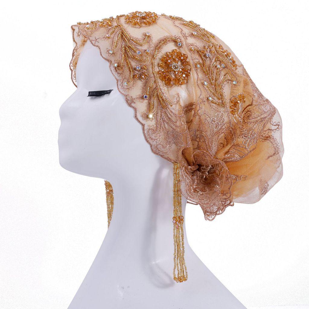 Silk Embroidered Fish Tail Cloche Hat With Tassels For Summer And Winter Wear