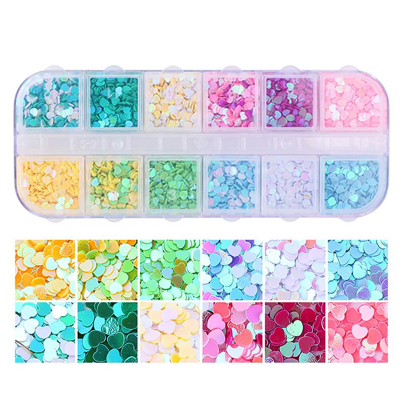 Holográfico Doce Amor Coração Nail Art Glitter Lantejoulas Brilhante Laser Fluorescente Estrela Borboleta 3D Decorações de Unhas Acessórios