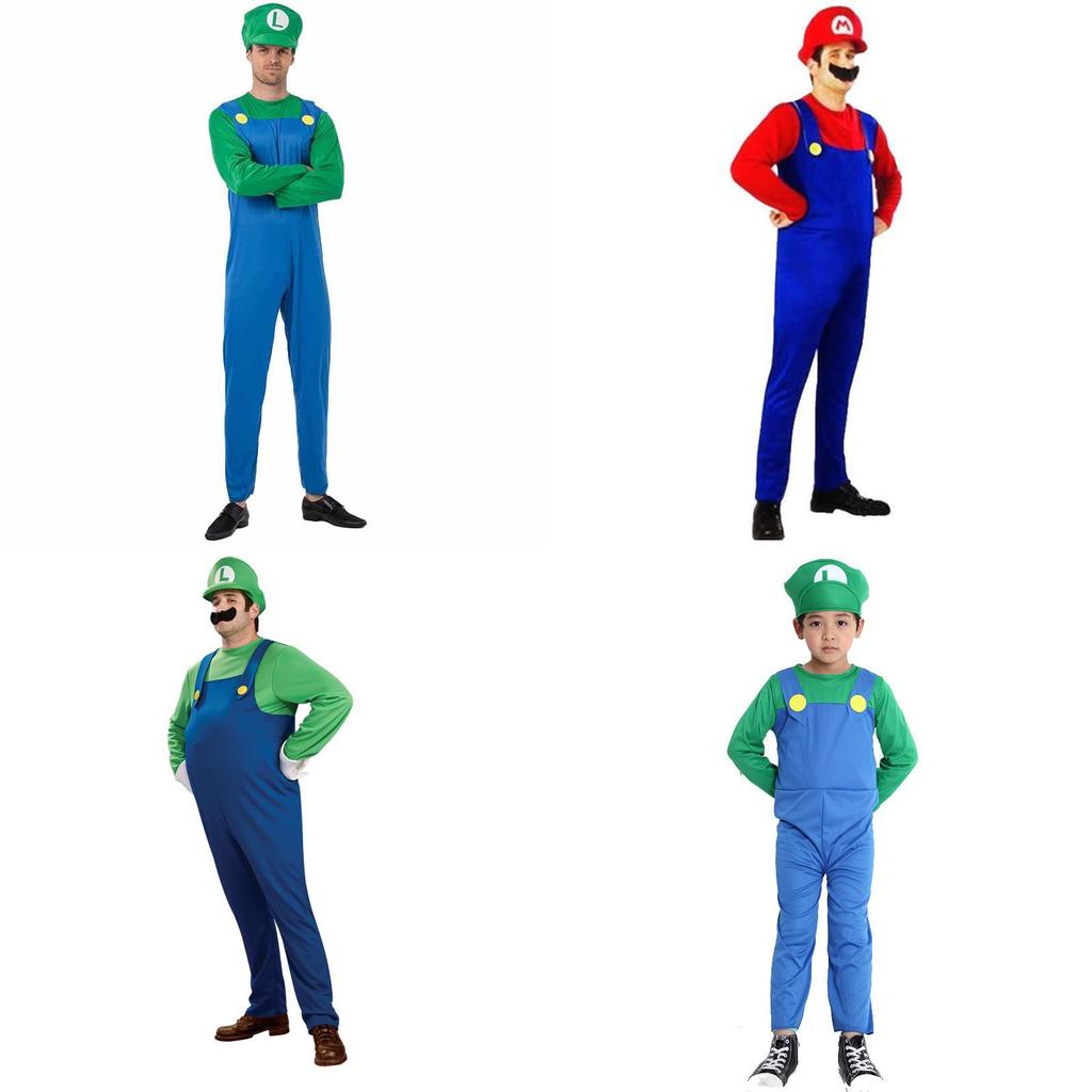 Super Mario Bros Luigi Costume For Kids And Adults Breathable Full Body Cosplay Dress With Exquisite Workmanship