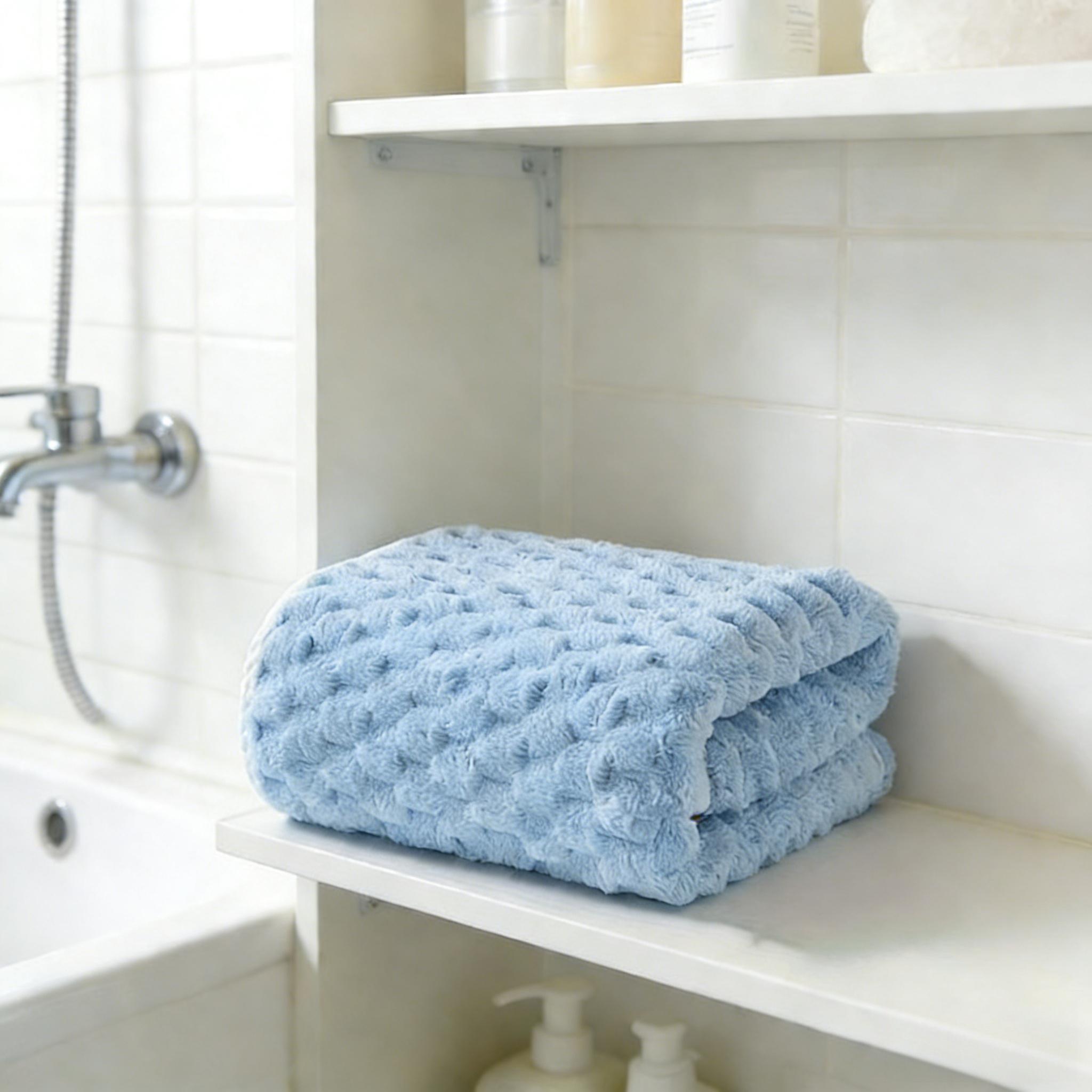 Waffled Super Soft Woven Bath Towels, Super Absorbent Microfiber Towels, Quick-Drying Textured Towels, Fitness Travel Towels синий