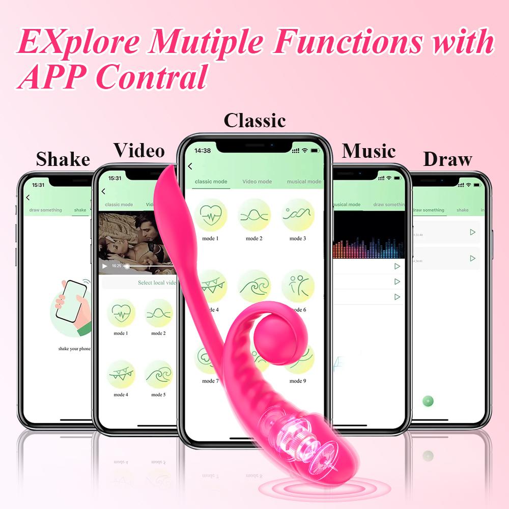 Rabbit Vibrator Clitoral Dildo Double Stimulation Vibrating APP Remote Control Vaginal Massage Female Sex Toys for Adults 18+