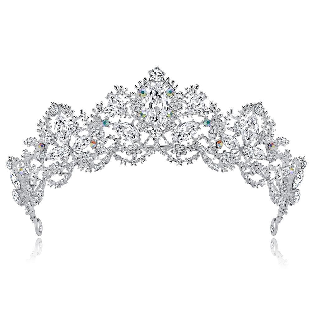Sparkling Shiny Baroque Crown Dazzling Rhinestone Crown  Coming-of-age Ceremony