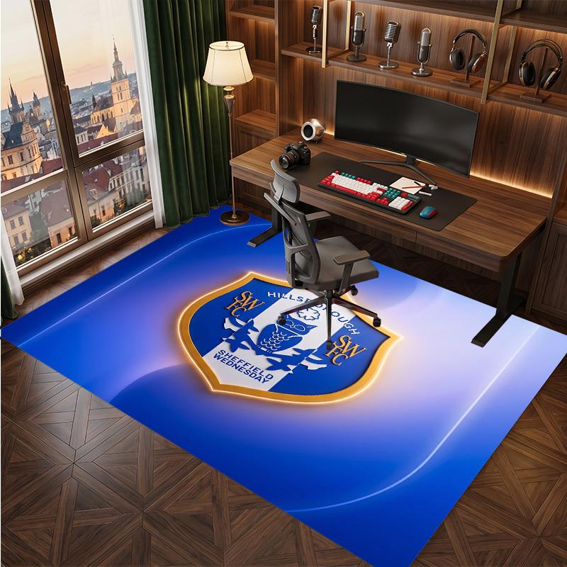 Sheffield Wednesday Football Print Crystal Velvet Rug, Comfortable Water Absorbent Non Slip Indoor Floor Carpet