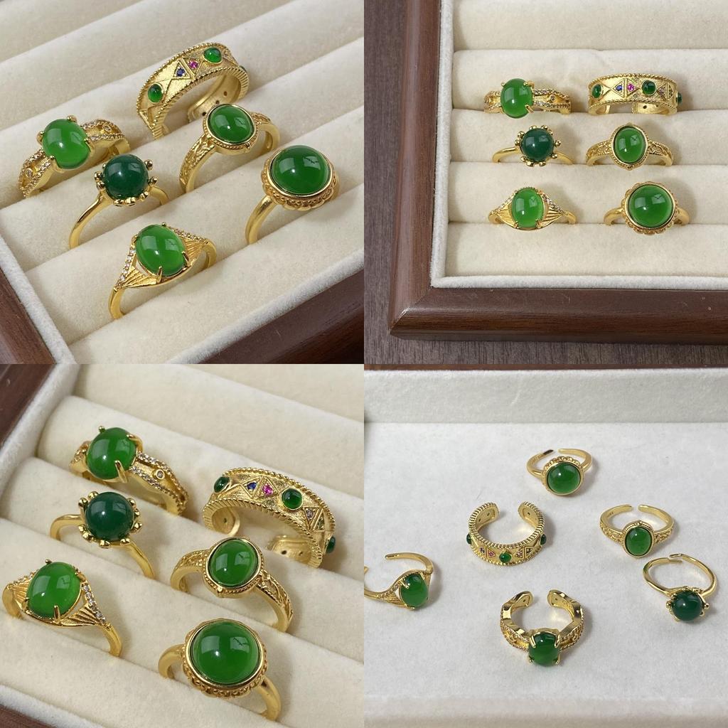 Exquisite Adjustable Opening Gemstone Copper Ring For Women Stylish Geometric Design