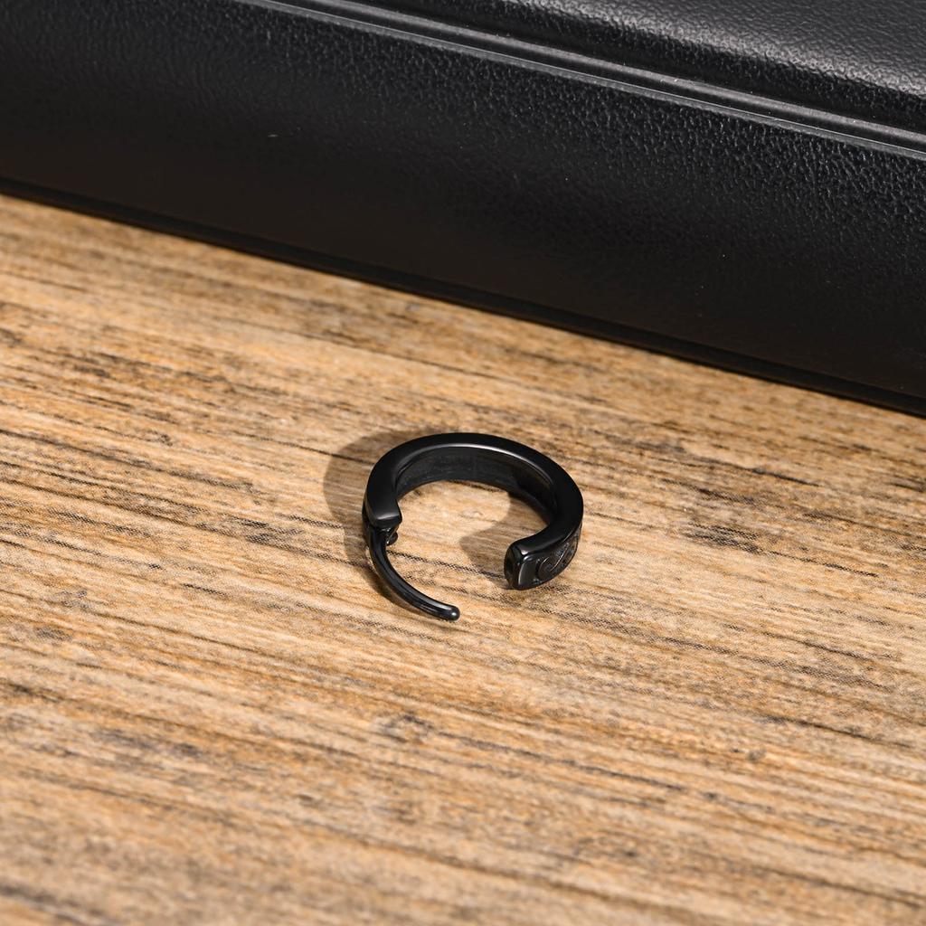 Men Hoop Earrings, New Gothic Black Infinity S Texture Huggies, Small Minimalist Stainless Steel Hoops Ear Gifts for Him Jewelry