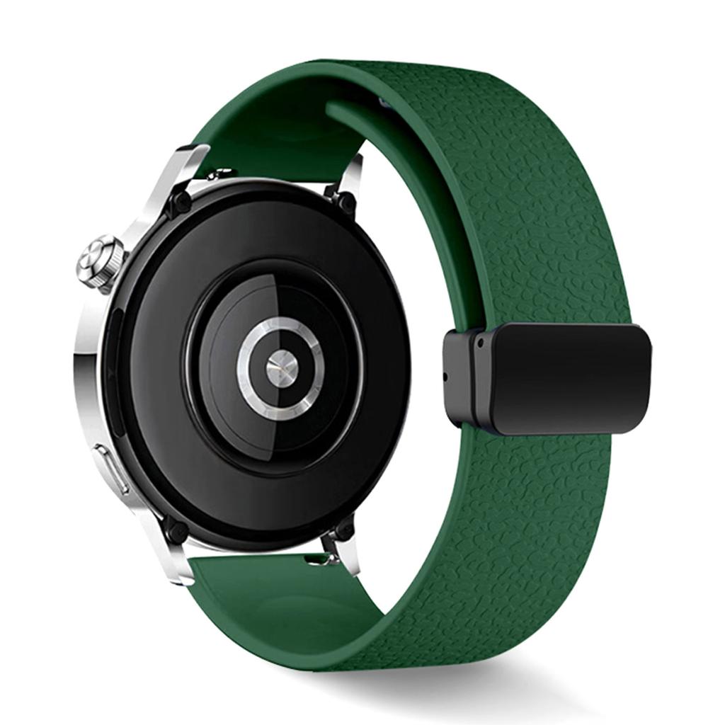 22mm Magnetic Silicone Band for Huawei Watch GT 5 46mm/GT 5 Pro 46mm/Samsung Galaxy Watch3 45mm Litchi Texture Watch Strap