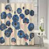 Retro Blue Flowers Shower Curtain Washable Dirt-Resistant Shower Head Waterproof Polyester Bath Curtain For Home Decor