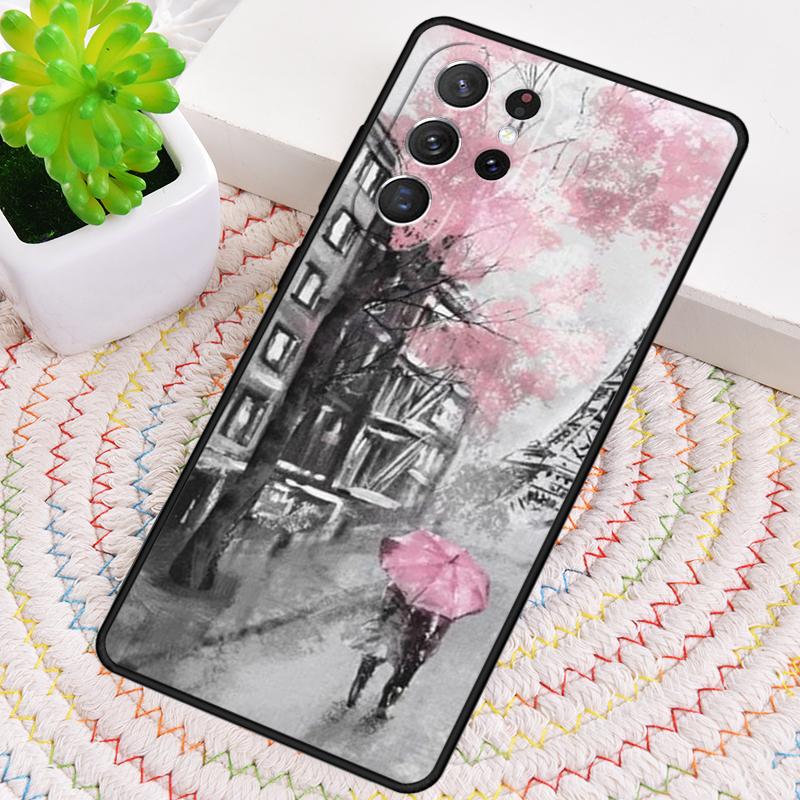 Oil Painting Paris Eiffel Tower Silicone Phone Case For Samsung Galaxy note 10 pro S26 S25 S24 S23 S22 S21 Plus Ultra Capa Cover