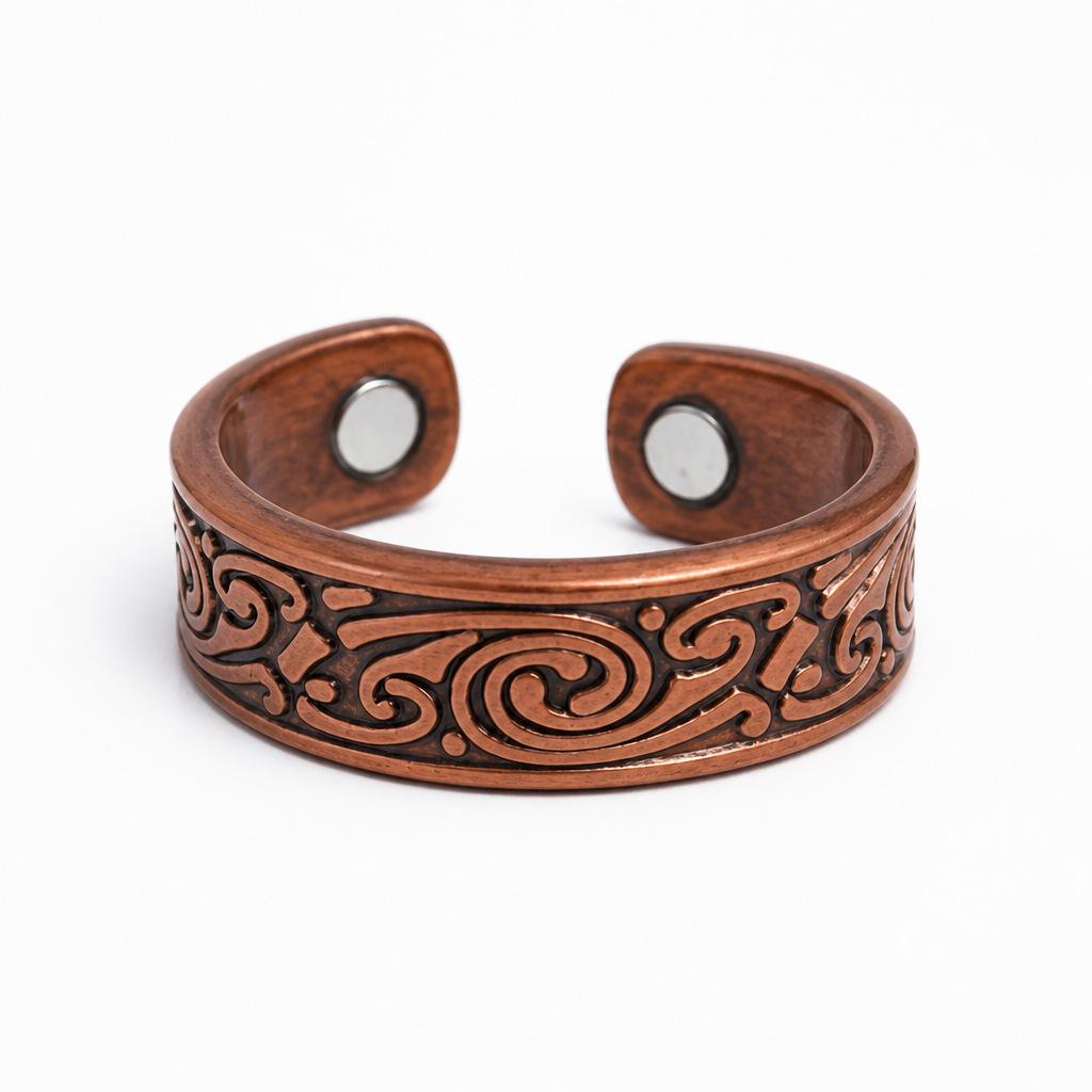 Retro-Stil Blumen-Magnet-Armband & Ring-Set in Rotkupfer für Paare