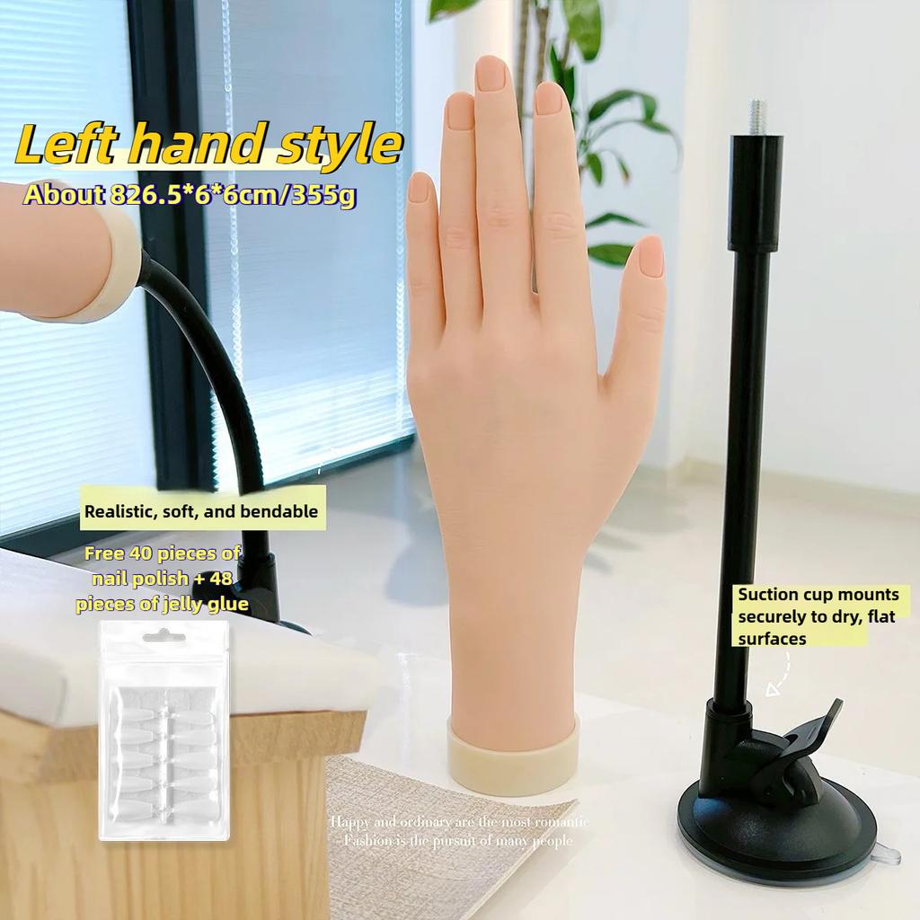 Main d'entraînement flexible pour ongles simulés pour débutants, main en silicone souple, art des ongles, mains artificielles pour outil de manucure acrylique