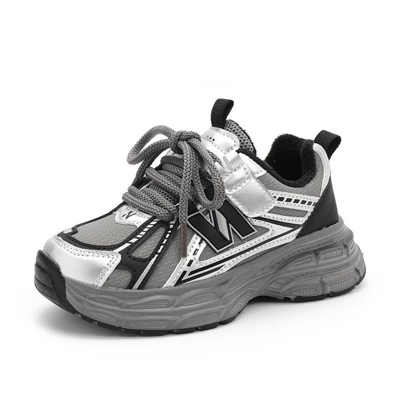 

New Winter Boys and Girls Fashionable Versatile Plus Velvet Warm and Comfortable Soft Sole Casual Sports Shoes 26 сірий