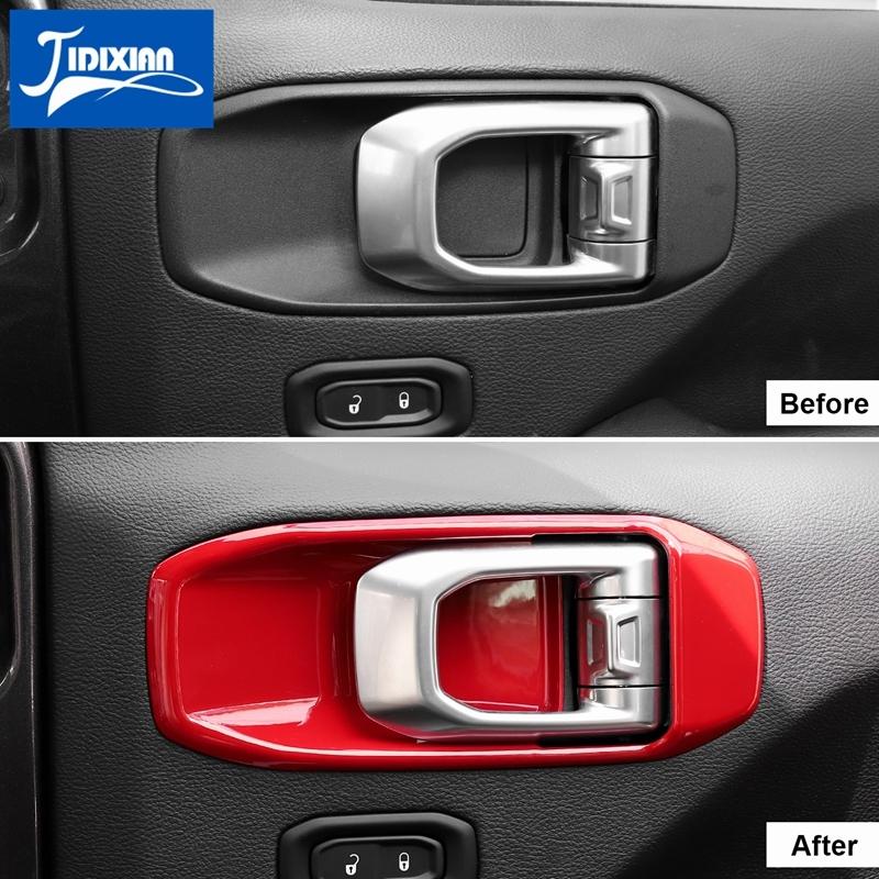 

JIDIXIAN Car Inner Door Handle Bowl Decoration Cover for Jeep Wrangler JL Gladiator JT 2018 2022 Car Accessories