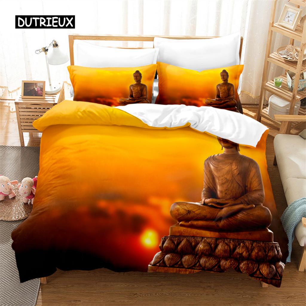 

Комплект постельного белья «Статуя Будды», комплект постельного белья с 3D-печатью, комплект постельного белья размера «queen size», модный дизайн EU single(135x200cm)