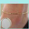 Versatile Women Simple Gold Plated Chain Anklet Ideal For Beach And Casual Wear
