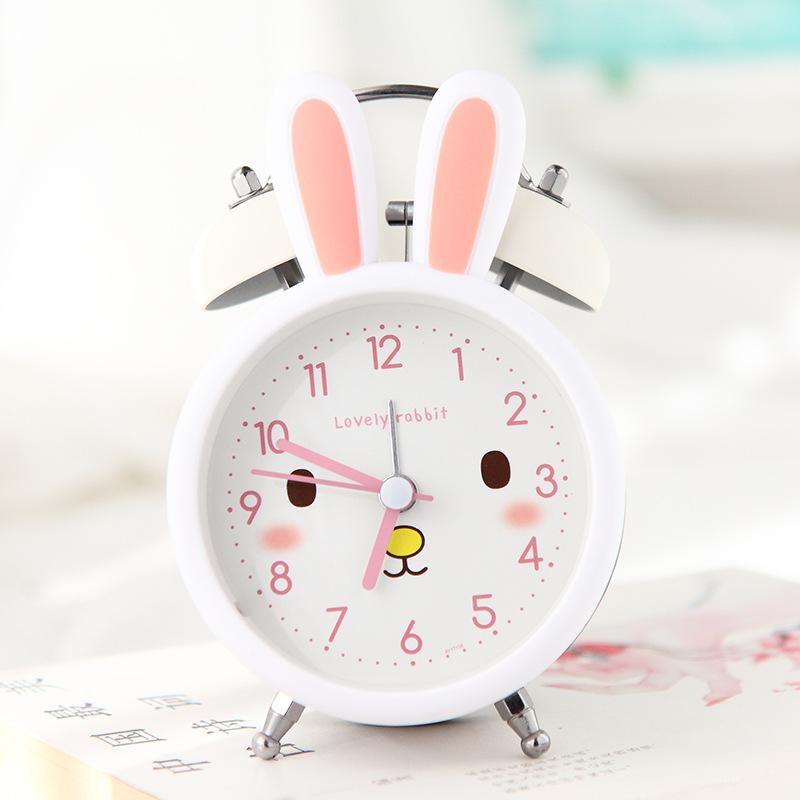 Ringtone Sounds Loudly Children's Bedside Luminous and Silently Cartoon Frosted Rabbit Ringing Alarm Clock When Walking on The Bedside