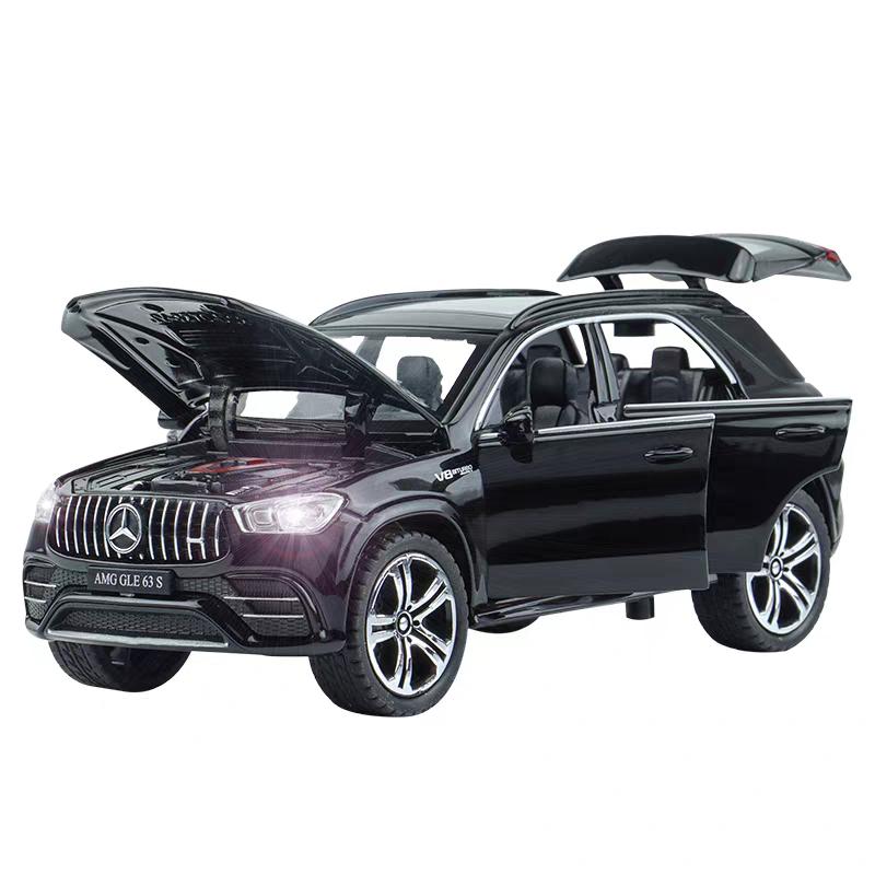 Mercedes Benz GLE 63s AMG City SUV Simulation Druckguss- und Spielzeugfahrzeuge Geräusche und Licht Rückziehauto 1:32 Legierungskollektionsmodell