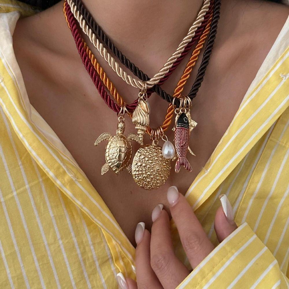 Necklace Set Nylon Rope Necklace Ethnic Style Dopamine Necklace  Women