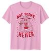 Not Today Heifer Funny Sarcastic Cow Coffee Lover Cartoon TShirt