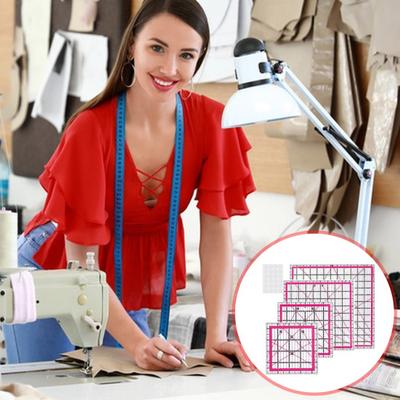 4Pcs Acrylic Quilting Ruler with Non-Slip Rings 4.5/6/9.5/12.5-Inch Square Fabric Cutting Patchwork Ruler