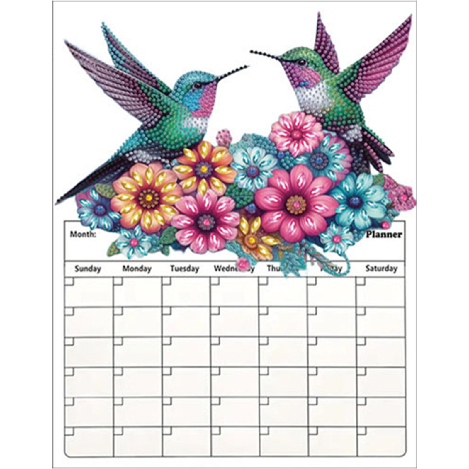 

Hummingbird Diamond Painting Magnetic Fridge Calendar Diamond Painting Wall Calendar Diamond Art Monthly Planner for Girls Boys