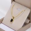 Crystal Zirconia Square Diamond Necklace, Bracelet & Earrings Set in Women's Titanium Steel Clavicle Chain Jewelry