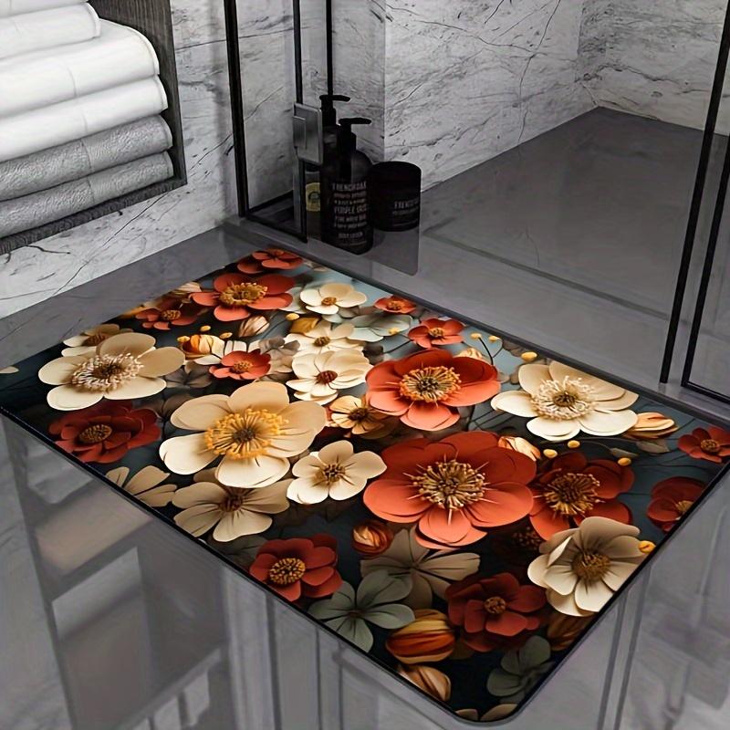 SD Flower Super Absorbent Bathroom Shower Mats Diatom Mud Kitchen Carpet Non Slip Entrance Rugs for Home Living Room Decoration