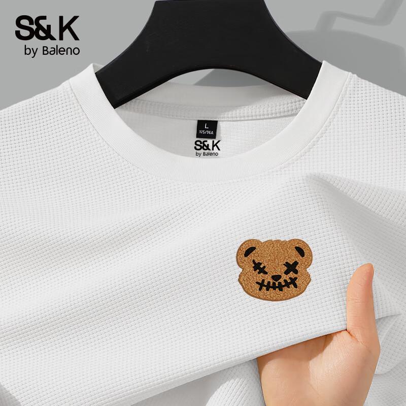 Baleno S&K Men's JPB Felt Bear Waffle Knit Long Sleeve T-Shirt