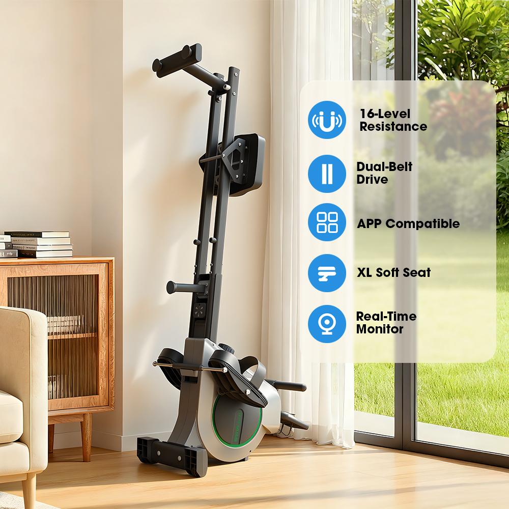 Rowing Machine,16-Level Resistance,With Digital Display,XL Soft Seat,Indoor Silent Rowing Machine Black QK530