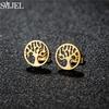 Vintage Tree of Life Stainless Steel Earrings for Women Fashion Norse Mythology Yggdrasil Jewelry World Peace Ear Studs Gift