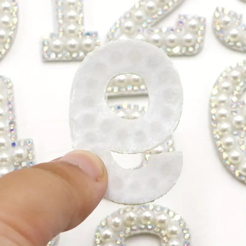 10Pcs Clothing Decal Diy Decoration Digital Patch Sparkling Crystal Pearl Digital Patch Clothing