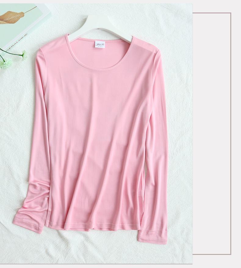 Women's High-End Mulberry Silk Double-Sided Knit Slim Fit Long Sleeve Top