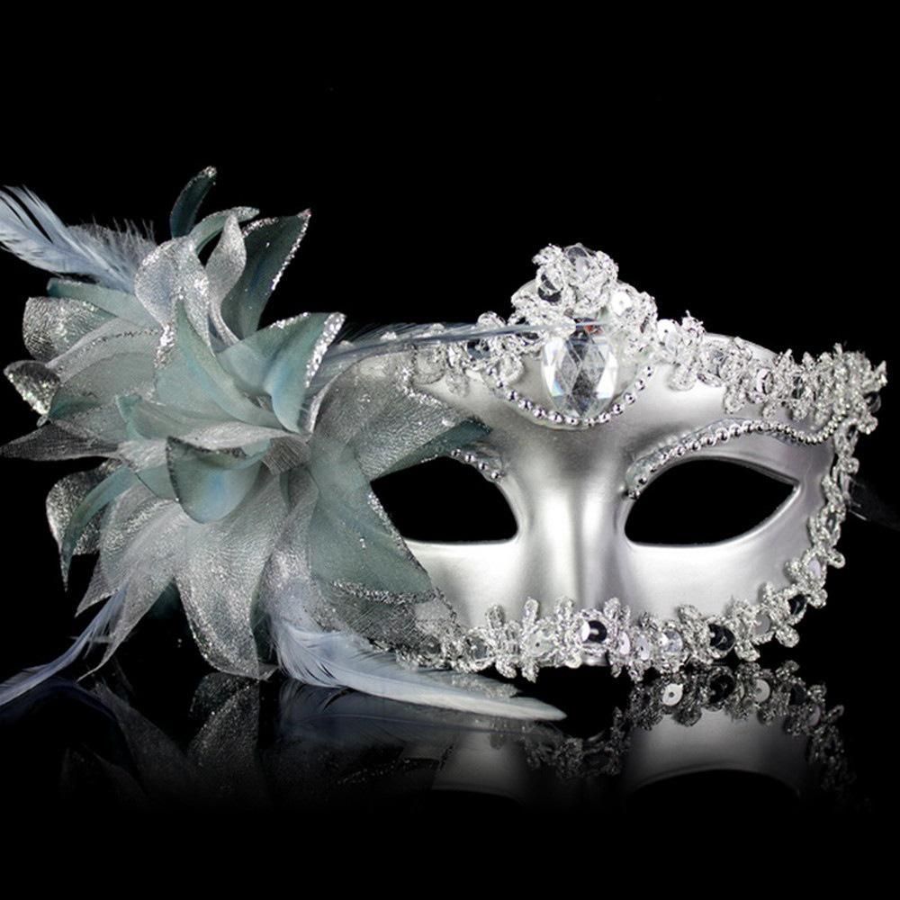 Venetian Princess Half Face Mask for Women & Children - Halloween & Masquerade Party Accessory