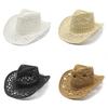 Maranta Handwoven Hollow Out Denim Sun Hat With Wide Brim For Summer Sun Protection