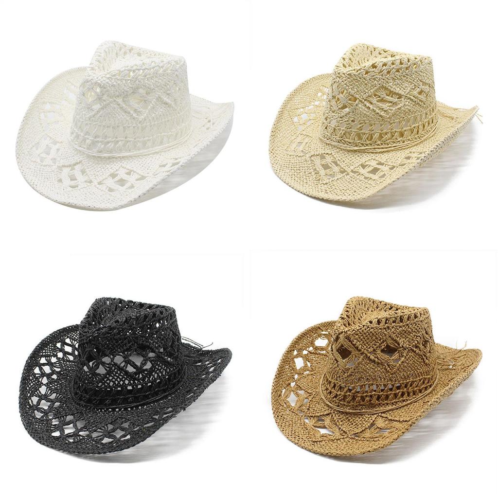 Maranta Handwoven Hollow Out Denim Sun Hat With Wide Brim For Summer Sun Protection