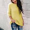 Casual Women Autumn Winter O Neck Long Sleeve Plushy Knitted Pullover Sweater
