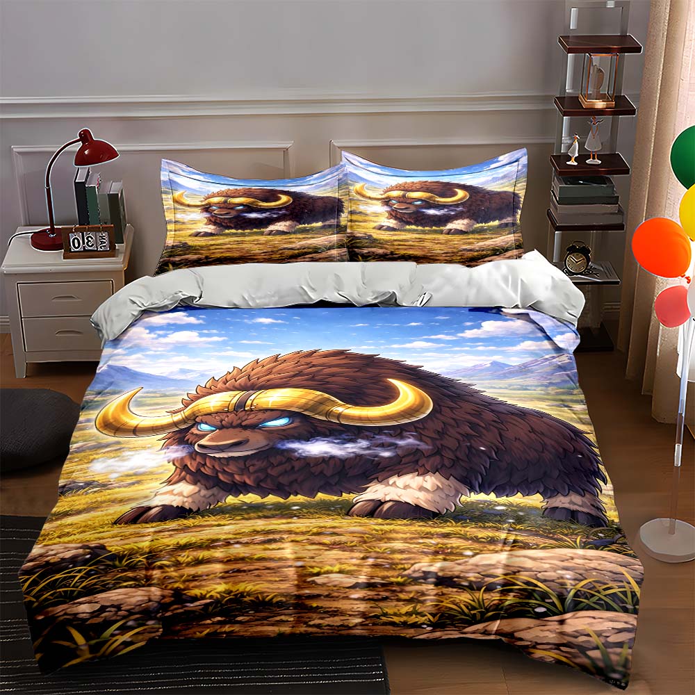 

Horned furry creature Bedding Duvet cover sets Duvet covers Pillowcases gifts (1 * Duvet Cover 2 * Pillowcases, without duvet insert) 135x200cm