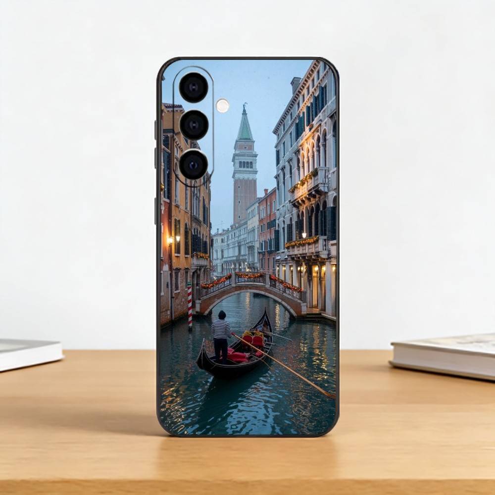 Beabtiful Water City Venice Phone Case For Samsung Galaxy A73,A72,A71,A70,A53,A52,A51,Soft Silicone Black Cover