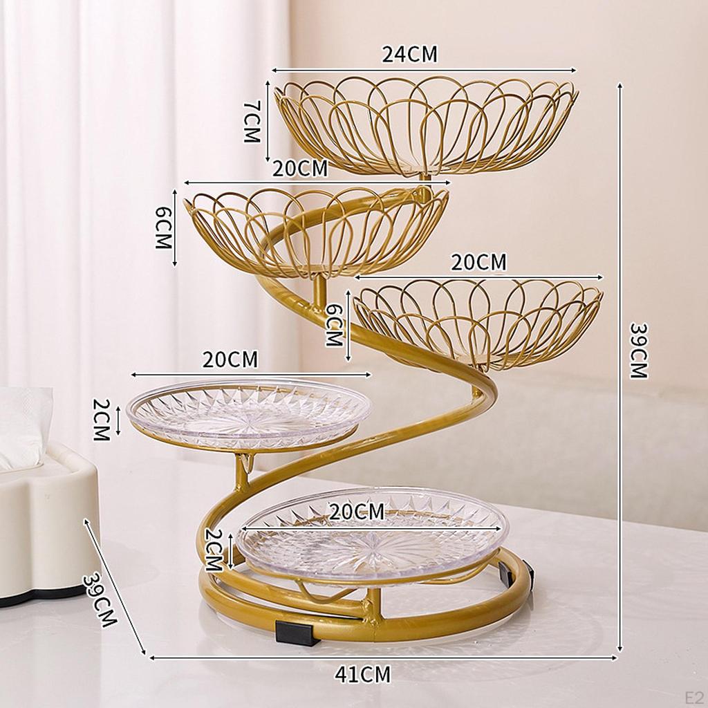 5 Tier Fruit Basket Bowl Fruits Stand Holder Organizer Storage Baskets Metal Wire