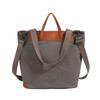 Canvas Tote Bag with Leather Trim and Adjustable Shoulder Strap Stylish Women's Handbag for Daily Use and Work